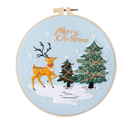 Bunte Weihnachts-Stickerei - Weihnachtsstickerei Kit 1 Set Weihnachtsdekoration Farbe Handgemachte Stickerei Zubehör für Anfänger Paket von Opilroyn