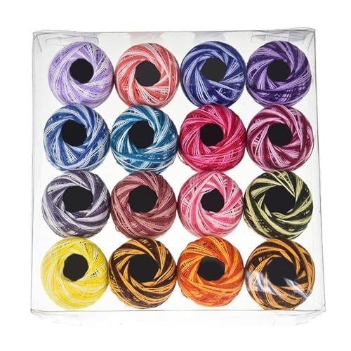 Buntes Häkelgarn – gemischtes Garn, 16 Rollen, mehrfarbiges Stickgarn | Farbverlaufsnähgarn-Set zum Nähen, Kreuzstich, Handarbeitsprojekte, Kunst Buntes Häkelgarn – gemischtes Garn, 16 Rollen, mehrfarbiges Stickgarn | Farbverlaufsnähgarn-Set zum Nähen, Kreuzstich, Handarbeitsprojekte, Kunst von Opilroyn