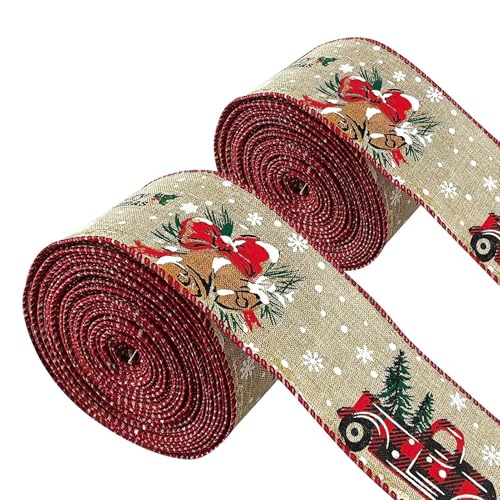 Dekoratives Stoffband – 2 Rollen Weihnachtsband, Weihnachtsauto-Muster, Auto-Band für Weihnachtsbaum, mit Schleifen, , Nas Dekoratives Stoffband – 2 Rollen Weihnachtsband, Weihnachtsauto-Muster, Auto-Band für Weihnachtsbaum, mit Schleifen, , Nas von Opilroyn
