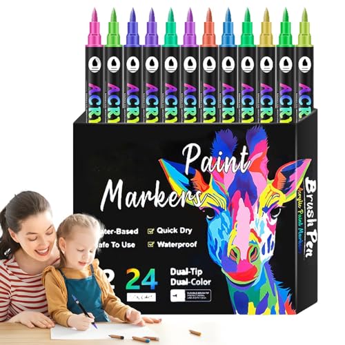 Doppelseitige Marker - Journaling-Marker, doppelseitige Marker für Malbücher, doppelseitige Marker - Vistaprint Marker für Notizen, Farbbücher Marker von Opilroyn