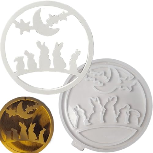Epoxidharz Gießformen, Osterhase Gießform - Moon Star Bunny Gips Ornament Gießform Teestuhl-Dekoration, Handgemachte Aromatherapie Dekorative Form von Opilroyn