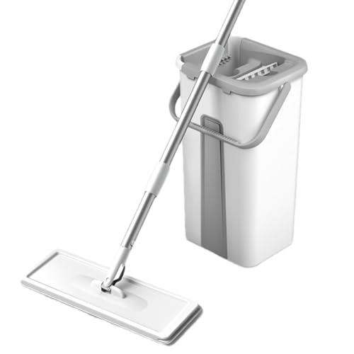 Flacher Wischmopp und Eimer – Set mit flachem Mopp, Entsaftereimer, waschbare Mikrofaser-Pads, Wischmopps und zum Reinigen von Böden zu Hause, Laminat, Hartholz, Fliesen, Flacher Wischmopp und Eimer – Set mit flachem Mopp, Entsaftereimer, waschbare Mikrofaser-Pads, Wischmopps und zum Reinigen von Böden zu Hause, Laminat, Hartholz, Fliesen, von Opilroyn
