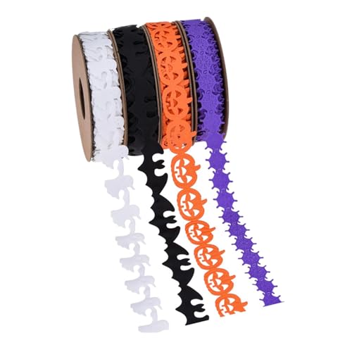 Fledermausband Kürbis - Geist Halloween 10 Meter Dekoband Set mit 4 Stück geprägten Bändern mit Layout Halloween-Kostüm, dekoratives Band mit Verzierungen 10 Meter P Fledermausband Kürbis - Geist Halloween 10 Meter Dekoband Set mit 4 Stück geprägten Bändern mit Layout Halloween-Kostüm, dekoratives Band mit Verzierungen 10 Meter P von Opilroyn
