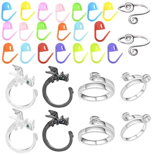 Häkelringe für Tiere, Häkelringe zum Häkeln – 10 x verstellbare Häkel-Ring-Marker – Ringmarker aus Zinklegierung, Strickring Häkelringe für Tiere, Häkelringe zum Häkeln – 10 x verstellbare Häkel-Ring-Marker – Ringmarker aus Zinklegierung, Strickring von Opilroyn