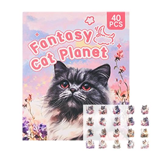Katze Laptop Aufkleber, Katzenalbum Aufkleber - Wasserdichte Telefon-Aufkleber - Transparente Tier-Abziehbilder Katze für Laptop, Gepäck, Computer, Handy, Skateboard von Opilroyn