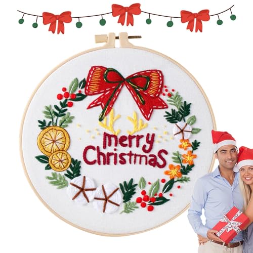 Kreuzstich Weihnachten - Winter-Stickerei-Set für Anfänger, Kreuzstich Kit Frohe Weihnachten, Stickset für Anfänger, Stickmuster Kreuzstich Kit mit Kragendraht Kreuzstich Weihnachten - Winter-Stickerei-Set für Anfänger, Kreuzstich Kit Frohe Weihnachten, Stickset für Anfänger, Stickmuster Kreuzstich Kit mit Kragendraht von Opilroyn