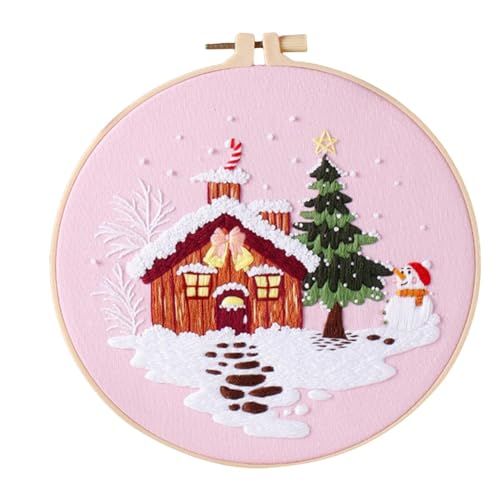 Kreuzstich Weihnachten - Winter-Stickerei-Set für Anfänger, Kreuzstich Kit Frohe Weihnachten, Stickset für Anfänger, Stickmuster Kreuzstich Kit mit Kragendraht von Opilroyn