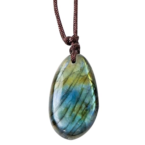 Natürlicher Kristallanhänger - Natürlicher -Charm, Stilvoller einfacher Kristall | 3,5 cm Labradorit-Anhänger, Mondstein-Anhänger, Quarzstein-Schmuck, Energie-Schmuck-Halskette von Opilroyn