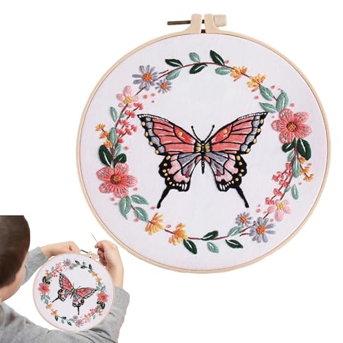 Opilroyn Blumenstickerei-Set mit Schmetterlingen, Tierstickereiübungen, Stempel-Nähset - Kunstset zum Aufnähen, Stickset für Weihnachten, Neujahr, Thanksgiving von Opilroyn
