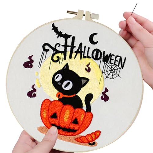 Opilroyn Halloween-Stickset, Anfänger-Nadelspitzen-Set mit Halloween-Muster, Gothic-Stickset, Anfänger-Set mit Halloween-Muster, Nadelspitzen-Set für Erwachsene, Heimkreation Opilroyn Halloween-Stickset, Anfänger-Nadelspitzen-Set mit Halloween-Muster, Gothic-Stickset, Anfänger-Set mit Halloween-Muster, Nadelspitzen-Set für Erwachsene, Heimkreation von Opilroyn