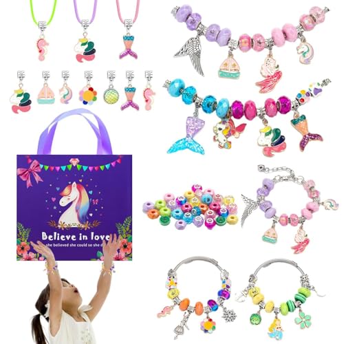 Opilroyn Kit zur Herstellung von Armbändern für Mädchen, zur Herstellung von Halsketten, Cartoon-Schmuckherstellungsset – handgefertigtes Schmuckset, Zubehör für die Schmuckherstellung für Sou von Opilroyn