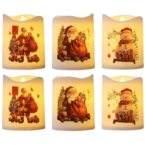 Opilroyn LED Weihnachtskerzen Sets - 6 Weihnachtskerzen, batteriebetrieben, Weihnachtsmann, Baum, Schneemann, Heiligabend, Karneval, romantische Ornamente, Weihnachtsdekoration, kleine Kerzen Opilroyn LED Weihnachtskerzen Sets - 6 Weihnachtskerzen, batteriebetrieben, Weihnachtsmann, Baum, Schneemann, Heiligabend, Karneval, romantische Ornamente, Weihnachtsdekoration, kleine Kerzen von Opilroyn