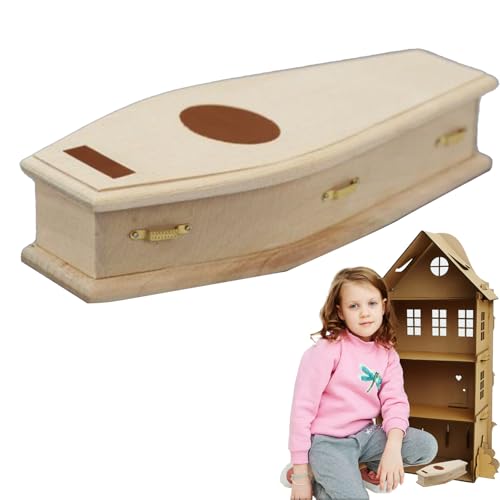 Opilroyn Mini Sarg, Puppenhaus Deko & Einrichtungszubehör, Halloween Deko Puppenstube Zubehör Für Kinder Aus Unbehandeltem Holz von Opilroyn