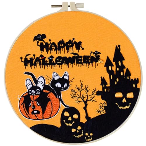 Opilroyn Stickset Halloween, geprägtes Stickset für Anfänger und Erwachsene, Gothic-Stickset, Anfänger-Set mit Halloween-Muster, Nadelspitzen-Set für Erwachsene, Heimkreation Opilroyn Stickset Halloween, geprägtes Stickset für Anfänger und Erwachsene, Gothic-Stickset, Anfänger-Set mit Halloween-Muster, Nadelspitzen-Set für Erwachsene, Heimkreation von Opilroyn