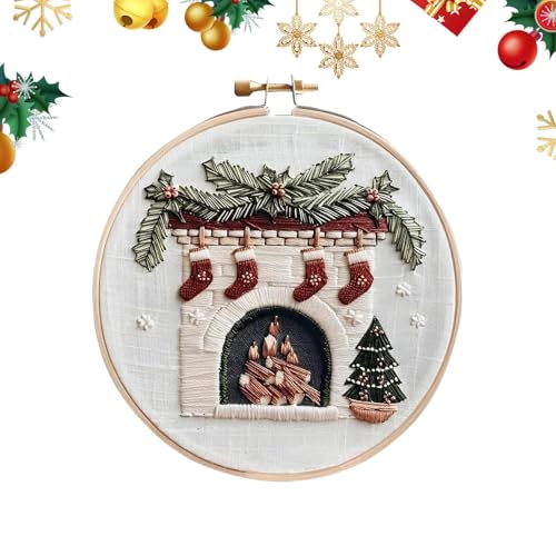 Opilroyn Stickset mit Reifen, Weihnachtsstickerei-Set für Anfänger zum Weihnachtsstich – Stickset mit Weihnachtsmotiven | Handgefertigtes Weihnachtsstickerei-Set für Erwachsene und Opilroyn Stickset mit Reifen, Weihnachtsstickerei-Set für Anfänger zum Weihnachtsstich – Stickset mit Weihnachtsmotiven | Handgefertigtes Weihnachtsstickerei-Set für Erwachsene und von Opilroyn