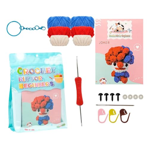 Opilroyn Strickset mit Garn, Häkelset für Anfänger, niedliches Häkelset, Rot und Blau, Clown Start Kit – Häkelbedarf, Bastelset mit Garn für Erwachsene Opilroyn Strickset mit Garn, Häkelset für Anfänger, niedliches Häkelset, Rot und Blau, Clown Start Kit – Häkelbedarf, Bastelset mit Garn für Erwachsene von Opilroyn