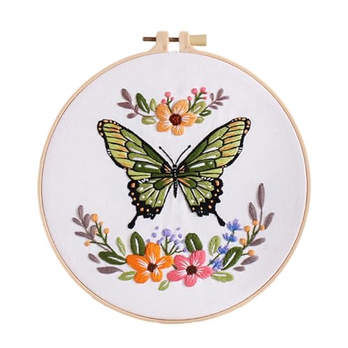 Opilroyn Tierstickerei-Trainingsset, Stickset mit Schmetterlingen, Stickset mit Stempeln | Kunstset zum Aufnähen, Stickset für Weihnachten, Neujahr, Thanksgiving von Opilroyn