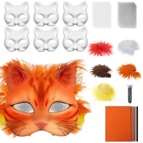 Opilroyn Weiße Katzemaske | Materialset Für Leere Katzenmaske | Bastelset Mit Netzstoff Und Samtstoff-Zubehör Für Karneval Cosplay Party Maskerade Opilroyn Weiße Katzemaske | Materialset Für Leere Katzenmaske | Bastelset Mit Netzstoff Und Samtstoff-Zubehör Für Karneval Cosplay Party Maskerade von Opilroyn
