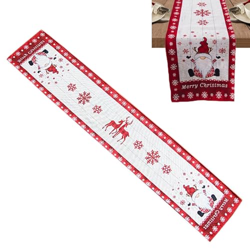 Rechteckige Weihnachtstischdecke – Weihnachtstischdecke mit Schneemann-Motiv, rechteckige Tischdecke aus Leinen, Tischdekoration, weich und langlebig, verblasst nicht von Opilroyn