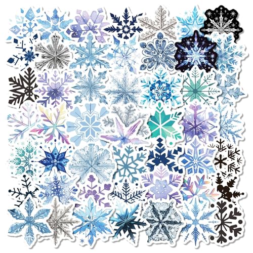 Schneeflocken-Aufkleber-Paket - Schneeflocken-Laptop-Aufkleber, Schneeflocken-Aufkleber, Vistaprint 50 Stück Nicht Wiederholbare Schneeflocken-Laptop-Aufkleber, Winter-Aufkleber Für von Opilroyn