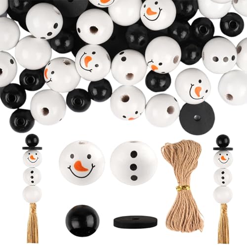 Schneemannkopf für Handarbeit, 30 Sets mit Holzperlen, Schneemann, Weihnachten, Schneemann, Weihnachtsdekoration, Holzperlen mit Schneemannkopf für Handarbeit, 30 Sets mit Holzperlen, Schneemann, Weihnachten, Schneemann, Weihnachtsdekoration, Holzperlen mit von Opilroyn