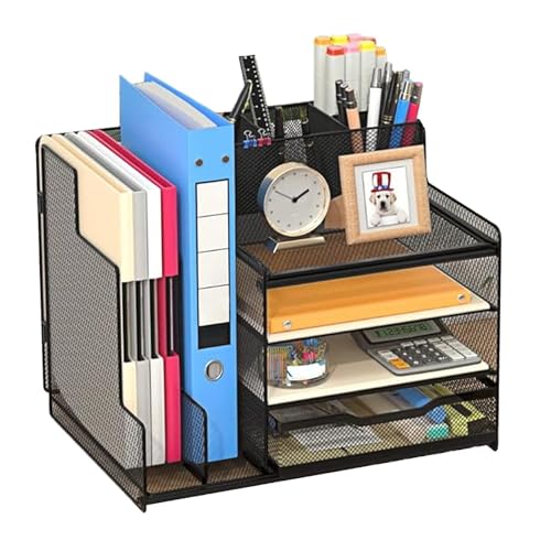 Schreibtisch-Organizer und Zubehör, Schreibtisch-Organizer – Schreibtisch-Organizer, Metall, 4 Ebenen, Schreibtisch-Organization, Briefablage mit Stifthalter, Multifunktions-Dateispeicher Schreibtisch-Organizer und Zubehör, Schreibtisch-Organizer – Schreibtisch-Organizer, Metall, 4 Ebenen, Schreibtisch-Organization, Briefablage mit Stifthalter, Multifunktions-Dateispeicher von Opilroyn