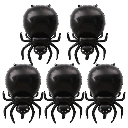 Schwarze Spinne Luftballons - Halloween Dekoration Set, Tier Aluminium Luftballons | 5 Stück aufblasbare Spinnen für gruselige Geburtstagsthemen, Requisiten für cas Schwarze Spinne Luftballons - Halloween Dekoration Set, Tier Aluminium Luftballons | 5 Stück aufblasbare Spinnen für gruselige Geburtstagsthemen, Requisiten für cas von Opilroyn