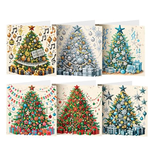Strass-Kunst-Weihnachtskarten – Weihnachtskarten mit Strassmalerei, Weihnachtsbaumkarte, bunte Weihnachtsgrußkarten, Weihnachtsbaum, Diamantmalerei, 6 Stück Strass-Kunst-Weihnachtskarten – Weihnachtskarten mit Strassmalerei, Weihnachtsbaumkarte, bunte Weihnachtsgrußkarten, Weihnachtsbaum, Diamantmalerei, 6 Stück von Opilroyn