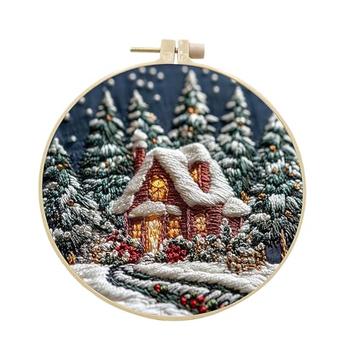 Weihnachtliches Stickset – Bastelset zum Nähen, Strickset für Weihnachten | Bastelset für Weihnachts-Stickerei mit Material aus Baumwolle und Leinen, komplettes Set für Weihnachts-Stickerei zur von Opilroyn