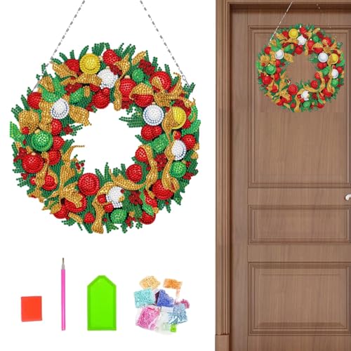 Weihnachts-Strassstein-Malerei, Girlande mit Strasssteinen | Kunsthandwerk mit 5D-Diamant-Malerei, Gem Art Ornament interaktives Eltern-Kind-Spielzeug für s von Opilroyn