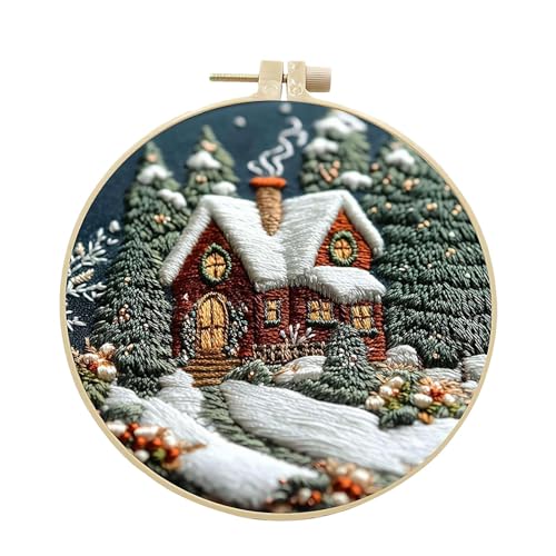 Weihnachtsstickerei-Set – Weihnachts-Stickset, Handwerks-Set | Weihnachts-Stickset mit schneebedecktem Winterdorf-Design, Stickset für Könige Fans von Opilroyn