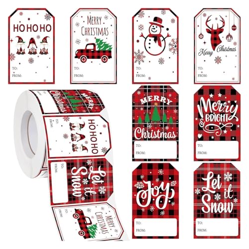 Weihnachtsverpackungsanhänger, 500 x beschreibbare Verpackungsetiketten, Weihnachts-Namensschilder, wasserdichte selbstklebende Papier-Weihnachtsanhänger, Etiketten, multifunktionale dekorative Weihnachtsverpackungsanhänger, 500 x beschreibbare Verpackungsetiketten, Weihnachts-Namensschilder, wasserdichte selbstklebende Papier-Weihnachtsanhänger, Etiketten, multifunktionale dekorative von Opilroyn