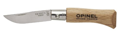 OPINEL Messer N°02, Buche, rostfrei, Taschenmesser mit Edelstahl Klinge, scharfes Klappmesser & Outdoor-messer für Camping, Wandern oder Jagd von OPINEL