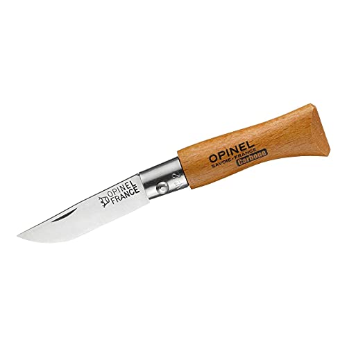 Opinel Taschenmesser Messer Größe 3 carbon Klinge ohne Feststellring, beige, 3.5 cm von Opinel