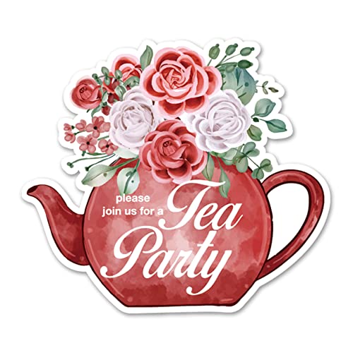 Opomzk Einladungen für Teepartys mit Blumenmuster, mit Umschlägen, 20 Stück, hohe Teekannen-Form, für Geburtstag, Babyparty, Party-Einladungen, doppelseitig Opomzk Einladungen für Teepartys mit Blumenmuster, mit Umschlägen, 20 Stück, hohe Teekannen-Form, für Geburtstag, Babyparty, Party-Einladungen, doppelseitig von Opomzk