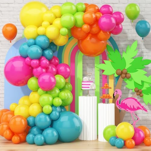141 Stück Luftballon Girlande Regenbogen, Rosa Türkis Blau Hell Grün Gelb Orange Bunt Hawaii Ballon Girlande Set, Aloha Party Deko Ballons für Mädchen Tropische Sommer Geburtstag Party Dekoration 141 Stück Luftballon Girlande Regenbogen, Rosa Türkis Blau Hell Grün Gelb Orange Bunt Hawaii Ballon Girlande Set, Aloha Party Deko Ballons für Mädchen Tropische Sommer Geburtstag Party Dekoration von Oponti