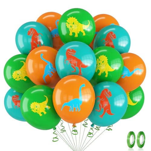 Dinosaurier Luftballons, 12 Zoll Dinosaurier Geburtstag Party Deko Latex Ballons, Grün Orange Blaugrün Dino Helium Luftballons für Jungen Kindergeburtstag Jurassic World Babyparty Party Dekoration Dinosaurier Luftballons, 12 Zoll Dinosaurier Geburtstag Party Deko Latex Ballons, Grün Orange Blaugrün Dino Helium Luftballons für Jungen Kindergeburtstag Jurassic World Babyparty Party Dekoration von Oponti