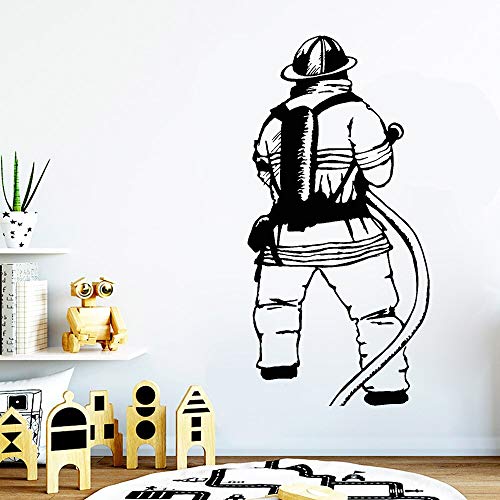 Opprxg Feuerwehrmann Wandtattoo Vinyl Kinderzimmer Junge Schlafzimmer Dekoration Tapete 115X57cm von Opprxg