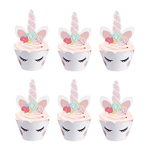 Opret Einhorn Cupcake Toppers 24 Set, Tortendeko Einhorn Deko Torte Geburtstagsdeko Kuchendeckel Einhorn Kuchendeko Einhorn Muffin Deko, Einhorn Cupcake Dekoration für Geburtstag Hochzeiten Party von Opret