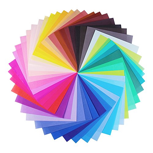 Opret Origami-Papier 15x15, 100 Blatt 50 Farben 15 x 15 cm Einseitig Farbiges Papier Faltpapier Quadratisch für DIY Kunst und Bastelprojekte von Opret