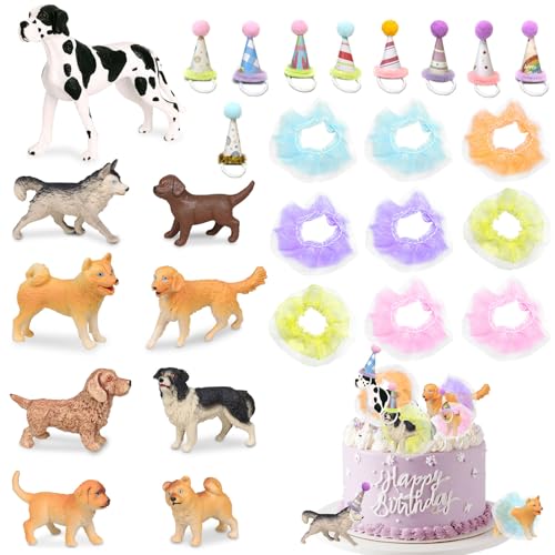 Hündchen Tortendeko, Hund Tierfiguren Tortendeko,27 Stück Realistische Hundefiguren Spielzeugset, Mini Welpenfiguren mit Minirock Partyhüte zum Geburtstag, Deko Geburtstag für Mädchen Jungen Kinder Hündchen Tortendeko, Hund Tierfiguren Tortendeko,27 Stück Realistische Hundefiguren Spielzeugset, Mini Welpenfiguren mit Minirock Partyhüte zum Geburtstag, Deko Geburtstag für Mädchen Jungen Kinder von OptiPlay