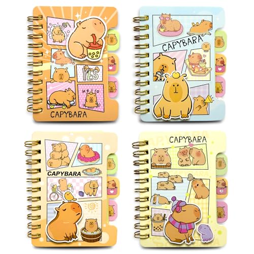 OptiPlay Capybara Notizbuch, Cartoon Spiralnotizbuch, Tragbares Capibara Buch Notizbuch mit Spiralbindung, Kreatives Briefpapier Spulenbuch, Kontobuch, Niedliche Schulmateri Notizblock, für Kinder von OptiPlay