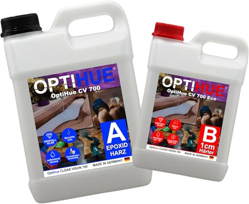 Epoxidharz 2K Gießharz Set Klar transparent 0,75 Kg - 300Kg | Gießhöhe bis 1cm | DIY Epoxy Resin Kunstharz für Boden, Holz, Schmuck, Versiegelung usw. (0,75Kg) von Optihue