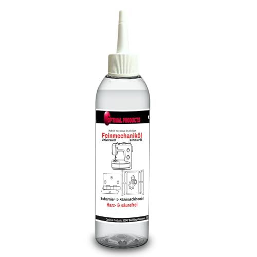 Nähmaschinenöl | Feinmechaniköl | Universalöl Schmieröl | Harz- & Säurefrei | Ideal für Nähmaschinen, Türen, Fenster uvm. 250 ml von Optimal Products die bessere Lösung