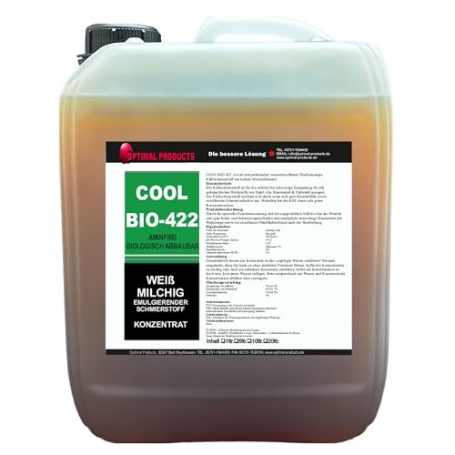 Optimal Products Kühlschmierstoff Cool-Bio-422 20l I Wassermischbares Hochleistungs- Kühlschmierstoff mit gutem Korrosionsschutz I Schneidöl Metall von Optimal Products die bessere Lösung