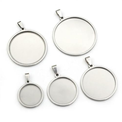 Optxzn 5 Stück Edelstahl 20 25 30 35 40 mm Innengröße Anhänger Cabochon Basis Cameo Blank Fassung Charm Tray für DIY Schmuck von Optxzn