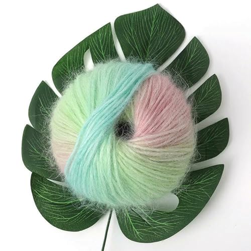 Optxzn 5 Stück Woll-Mohair-Farbgarn, Handstrickgarn, Häkelnadel, bauschiges Häkeln für Bunte Regenbogenfarben 200 m/Stück von Optxzn