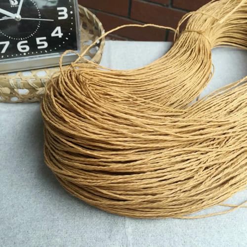 Optxzn 500 g natürliches Bastgarn, Stroh zum Handstricken, Häkeln, Taschen, Sommerhüte, Hausschuhe, DIY, Weben, Papier, Gras, Baumwollfaden, weich, flauschig von Optxzn
