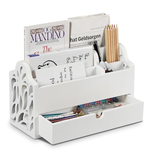Optyuwah Schreibtisch Organizer aus Holz mit Schublade,Briefablage mit Schublade Schreibtischablage-Büro-Organisation,Ablage,Stiftehalter Dokumentenhalter,Postablage weiß Optyuwah Schreibtisch Organizer aus Holz mit Schublade,Briefablage mit Schublade Schreibtischablage-Büro-Organisation,Ablage,Stiftehalter Dokumentenhalter,Postablage weiß von Optyuwah