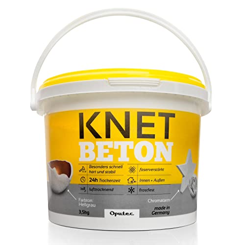 Oputec Knetbeton 3,5kg - Kreativbeton zum Kneten für Deko, kreative Windlichter, Sterne - wetterfest & frostfest - Bastelbeton Knete/Modelliermasse zum Basteln von Oputec